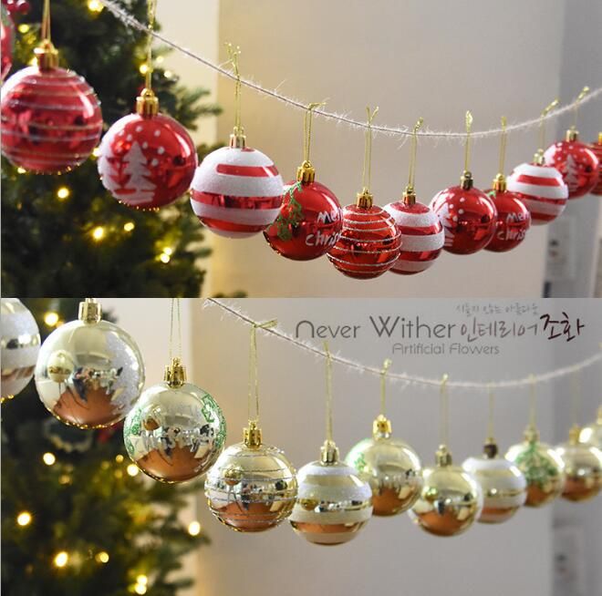 24pcs Christmas Decorations Ball Ornaments Shatterproof Tree Balls