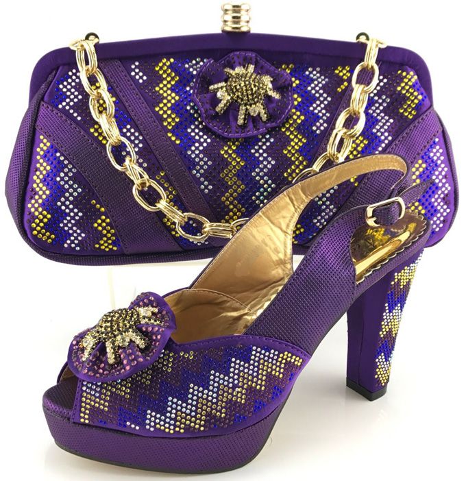 dark purple shoes and matching bag