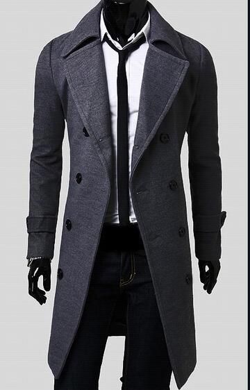 mens long black peacoat