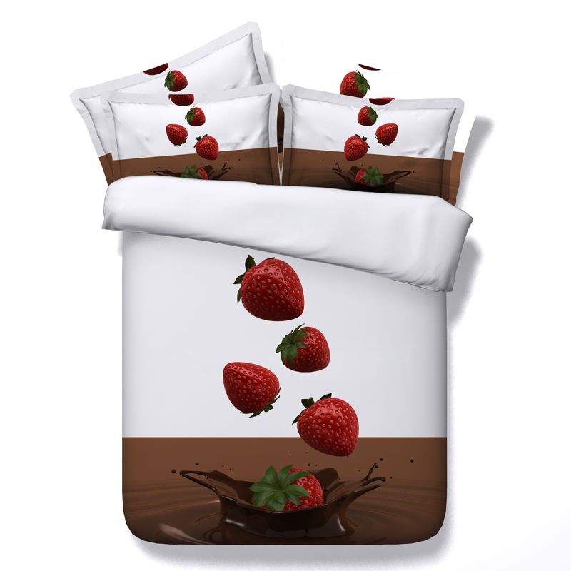 Fashion 3d Printed Strawberry Chocolate Bedding Sets Twin Full