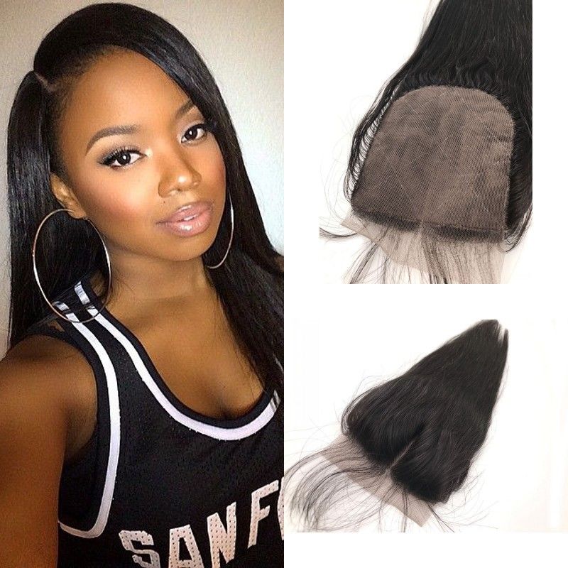 Silk Base Closure Straight Brazilian Human Hair Closure Silk Top