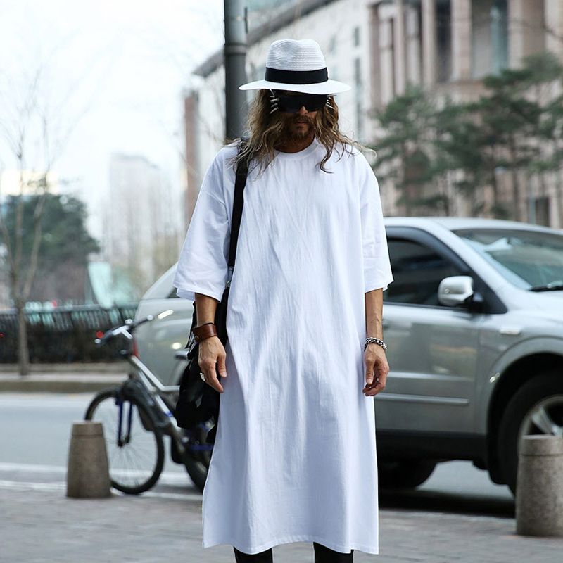 Wholesale MOGU Extra Long Tee For Men Neck Extra Long Line Tops Tees Solid White Color T Shirt Men Big Size T Shirts From Masue, $33.56 | DHgate.Com