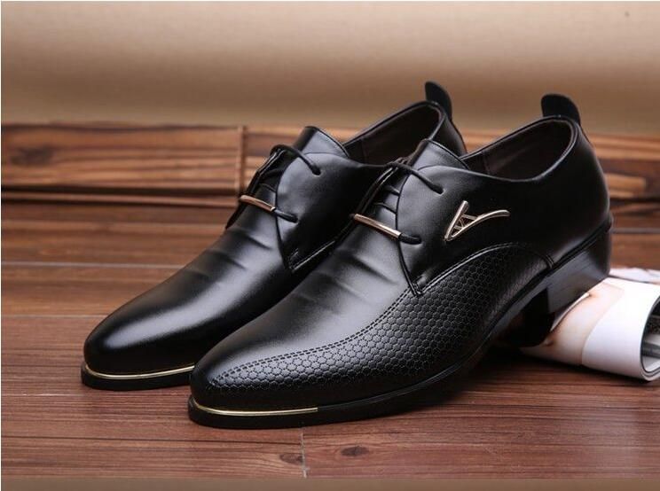 Yaxuan Mens Shoes Leather Business Shoes,Pointed Toe Dress Shoes,Spring/Fall Comfort Formal Shoes/Party & Evening/Printed,D,44 