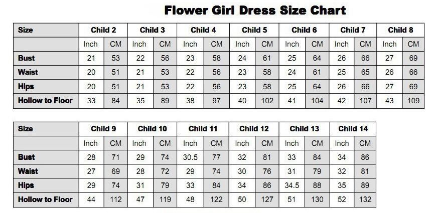 Us Girls Dress Size Chart