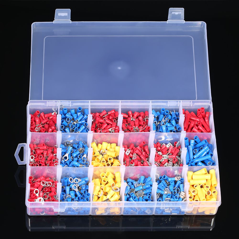 1200pcs Terminales Aislados Conectores para Cable El/éctrico con Caja en Colores