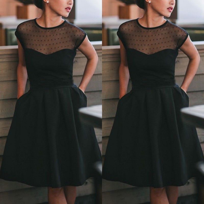 black cocktail dress with pockets