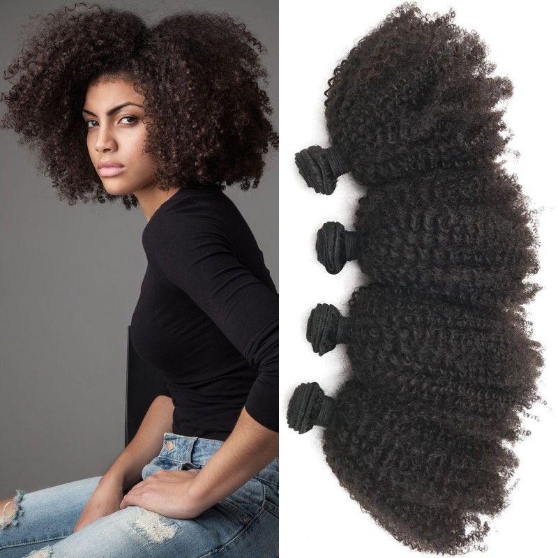 Peruvian Virgin Human Hair Weave Natural Black Afro Kinky Curly