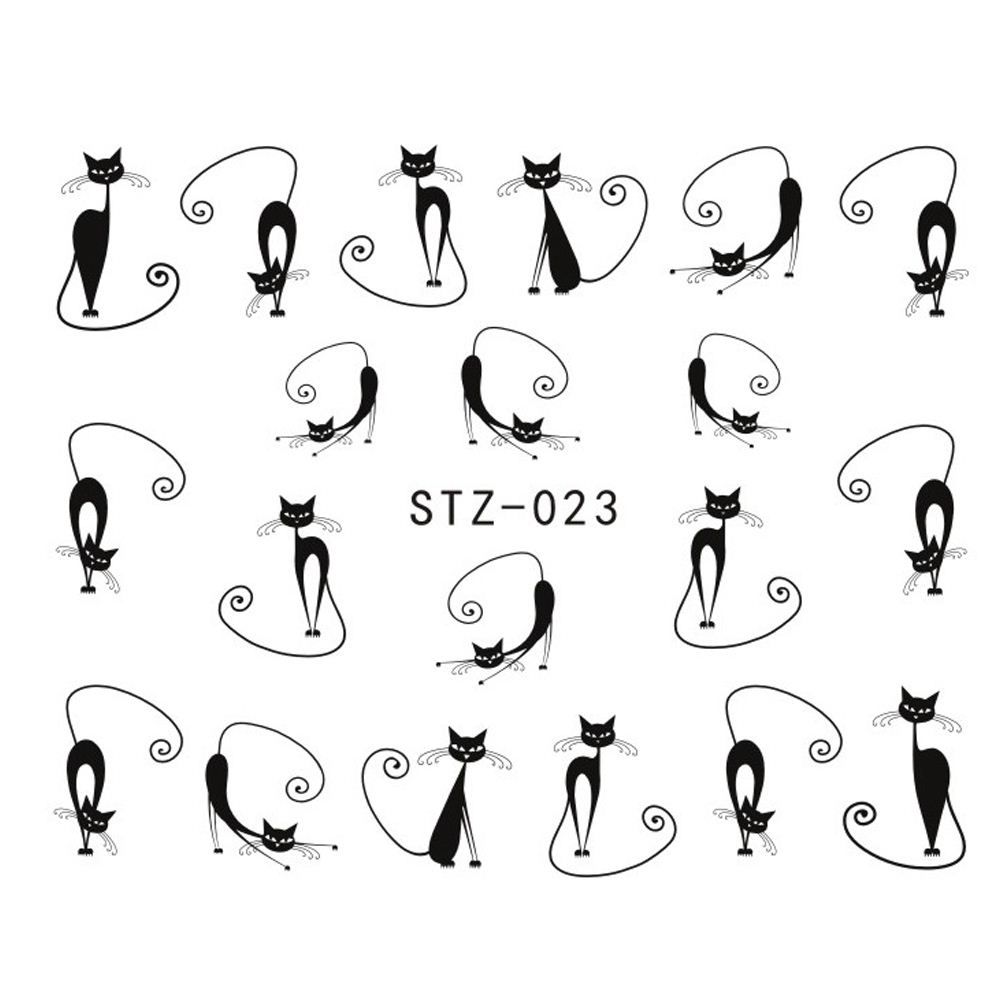 1 adet Nail Art Su Transferi Sticker Çıkartmaları Sıcak Siyah Tembel Kedi DIY Çivi için Aksesuar Nail Art Dekorasyon Güzellik İpuçları STZ023