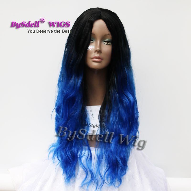 Peluca de color azul negro Clearance