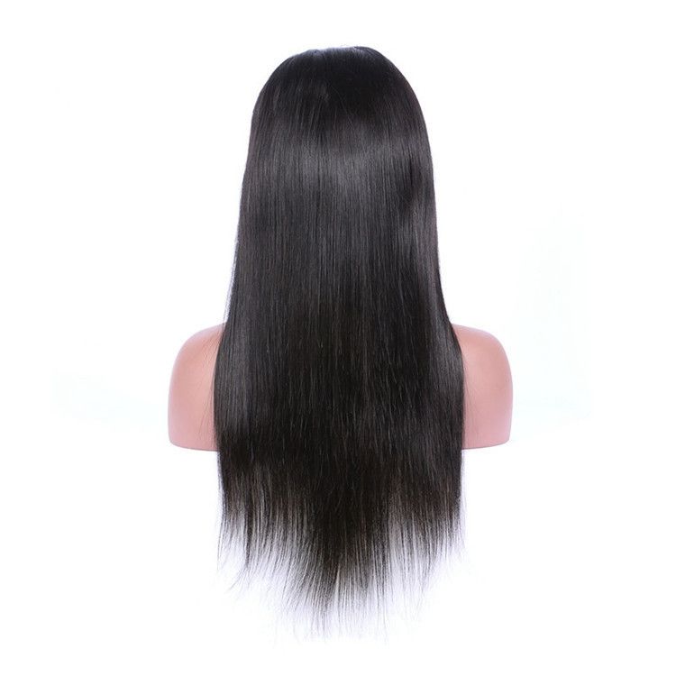 Silky Straight Natural Color Human Hair Lace Wigs Brazilian Remy