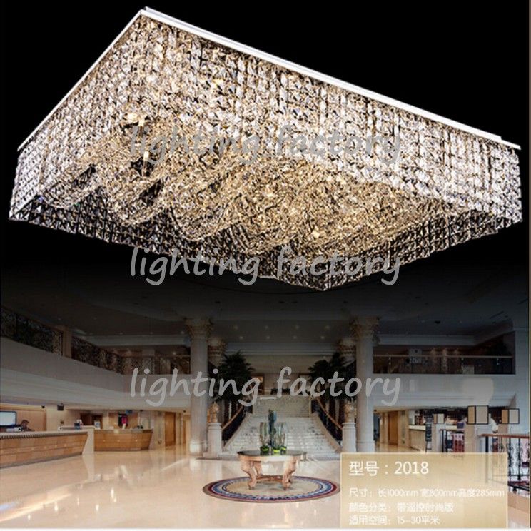 New Flush Mount Living Room Light Rectangular Crystal Chandelier