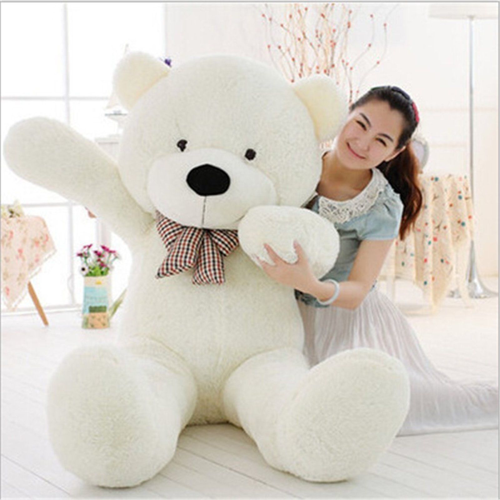 Joyfay® 100cm blanc grand ours en peluche CE peluche peluche jouet lui-même 