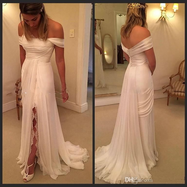 flowy white beach wedding dress
