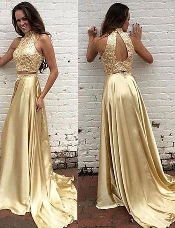 gold prom skirt