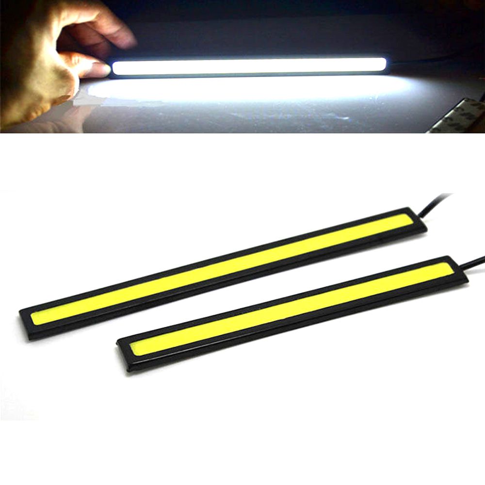 2 PCS 17CM WATERPROOF COB LED STRIP DAYTIME RUNNING DRL FOG DRIVING WHITE LIGHTS