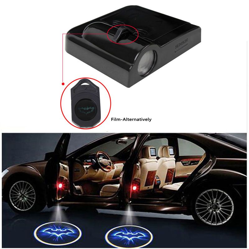 Wireless Car Door Welcome Light No Drill Type Cool Bat Logo Lights