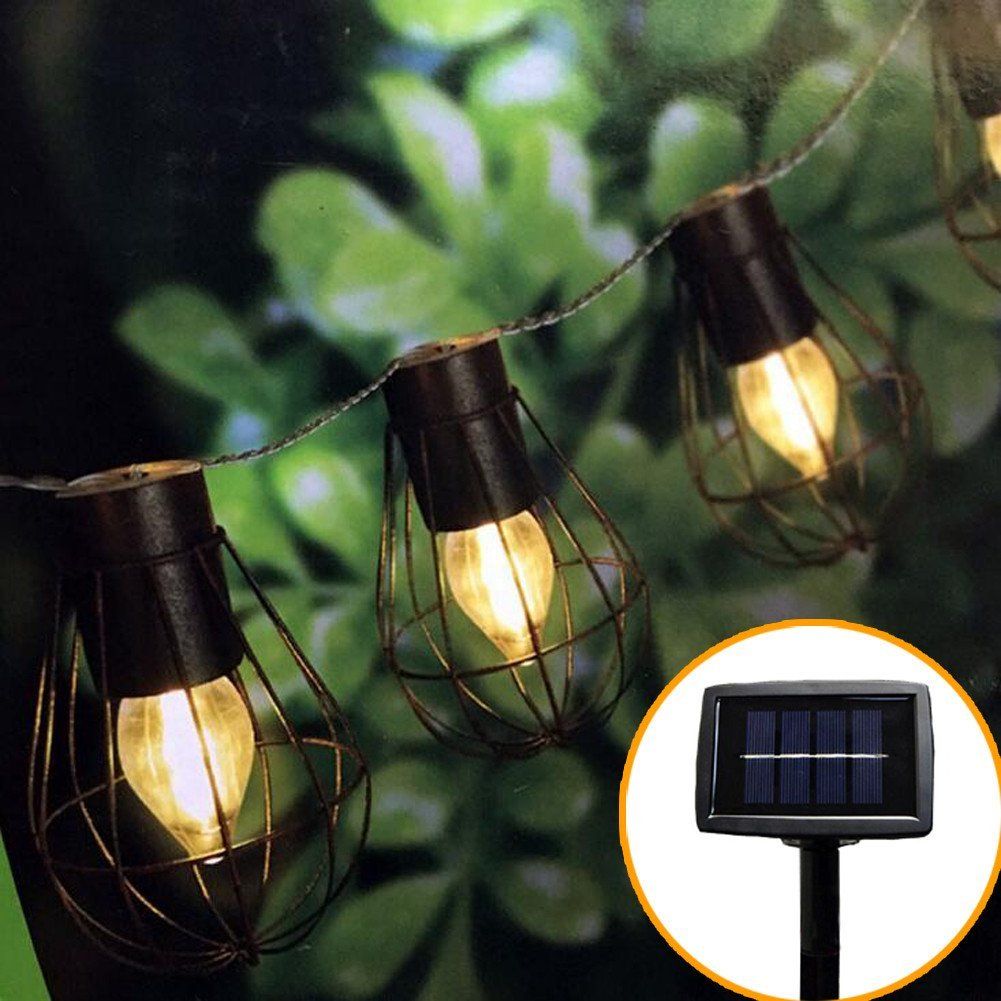 Vintage Solarleuchte E27 Solar Hängelampe Metallkäfig Pendelleuchte Wasserdicht