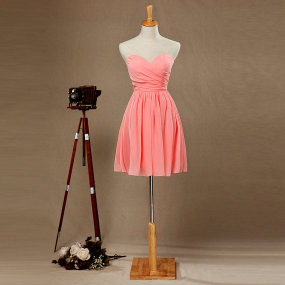 Cheap Simple Peach Pink Bridesmaid ...