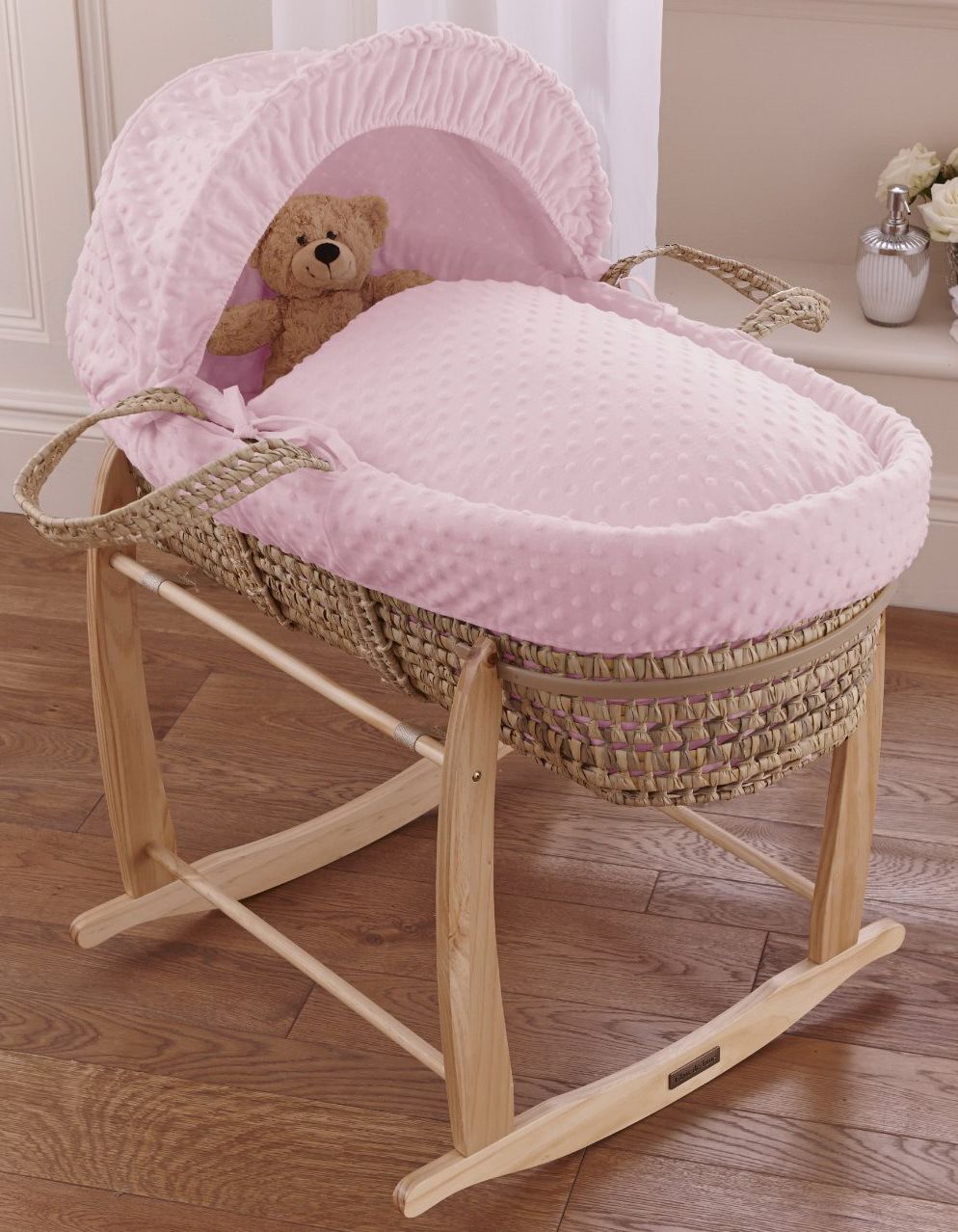 moses basket bedding set pink