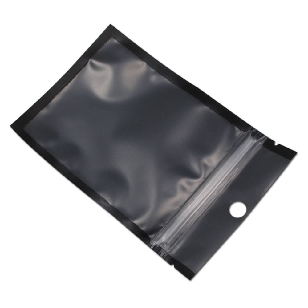 2021 / 6*8cm Matte Black / Clear Plastic Zipper Storage Packing Pouch