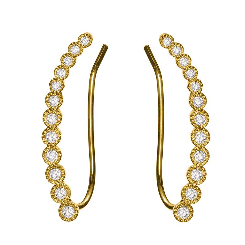 Women Earrings Zircon Studs Fashion Gift Climber Crawler Gold Silver Ear Cuff