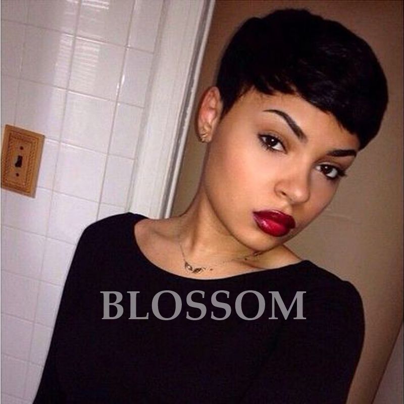 Short Human Cut Hair Wigs For Black Women Brazilian Virgin Natural