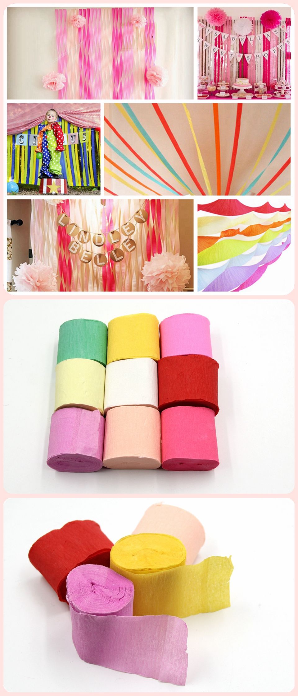 Compre Pared De Cortina De La Lluvia 25meter Multicolor Crepe Roll