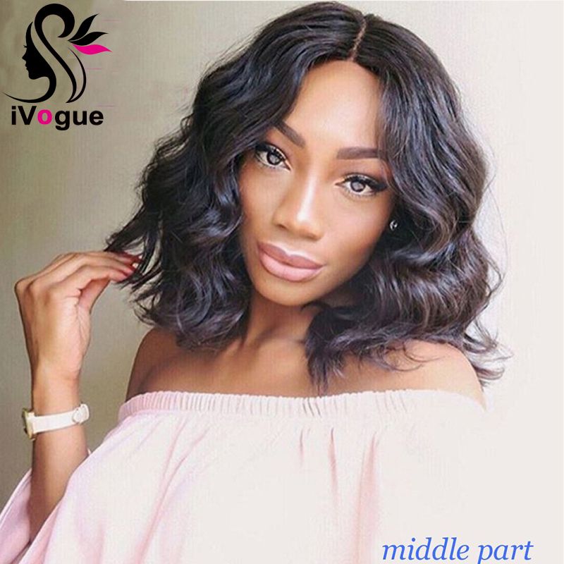 Short Body Wave Virgin Brazilian Human Hair Glueless Lace Front