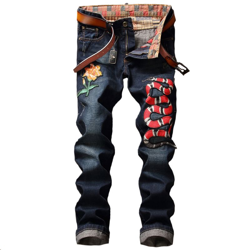 Compra Nuevos Pantalones Vaqueros Para Hombre Pantalones Bordados Serpiente  Club Vaquero Pantalones Hombre Pantalones Casuales Barato | Entrega Rápida  Y Calidad | Es.Dhgate