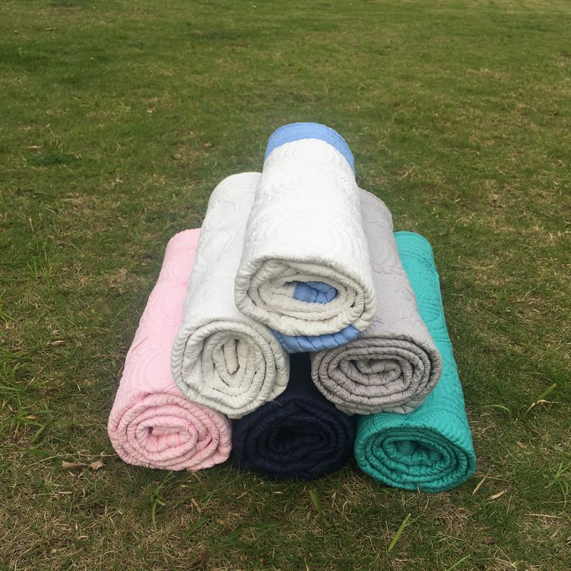 Wholesale Blanks Quilted Cotton Baby Blankets Navy White Ruffle Minky