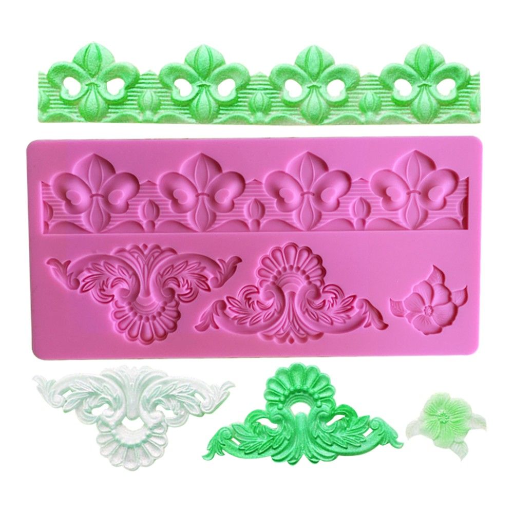 2019 Fleur De Lis Border Decoration Lace Mold Silicone Baking Mat