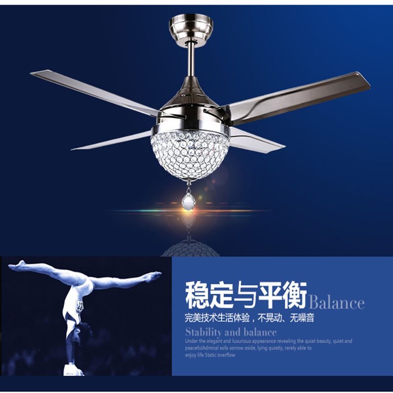 2019 Luxury Crystal Ceiling Fan With Led Lights Remote Control