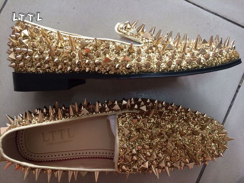 gold spike shoes