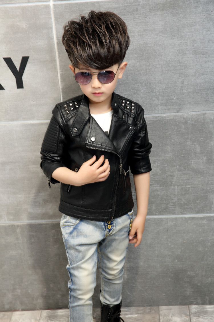 Nuevos niños Chaquetas de cuero imitación para niños, niñas y niños Marca de moda Abrigos