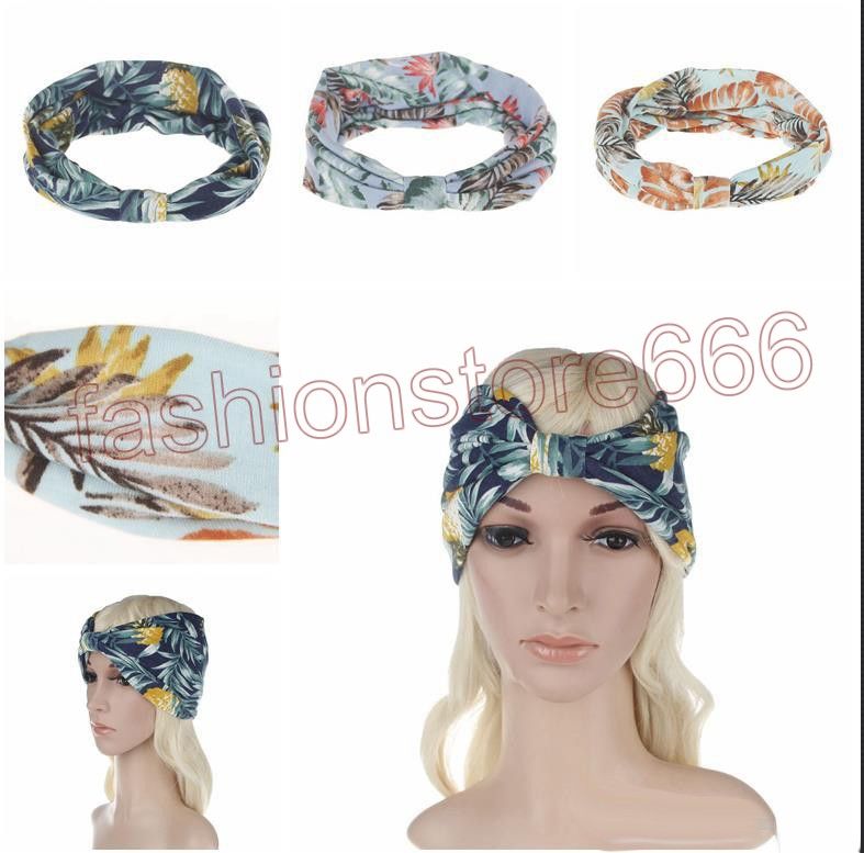 2020 New Bohemian Style Floral Print Twisted Headband Womens