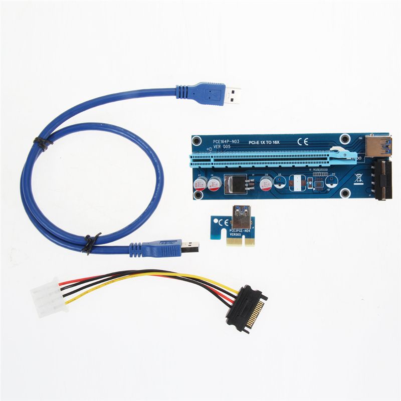 PCI-E Express 1x To 16x Riser Card Extender Molex 30cm USB 3.0 Mining Miner