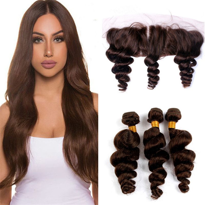 2019 Indian Loose Wave Virgin Hair Color 4 Medium Brown Human