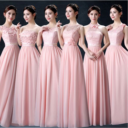 Vestido De Dama De Honor Rosa Pastel Modesta Novia Vestido De Damas De Honor Hermana De La Novia Vestidos Largos Para Mujeres Boda Larga Fiesta W3603 De | DHgate