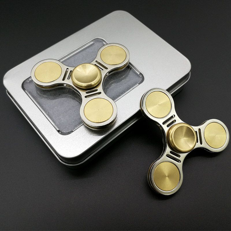 High End Brass Tri Spinner Fidget Spinner Brass SUS EDC Anti Stress 3min Spinning Metal Spinners