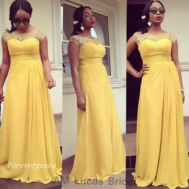 baby yellow bridesmaid dresses