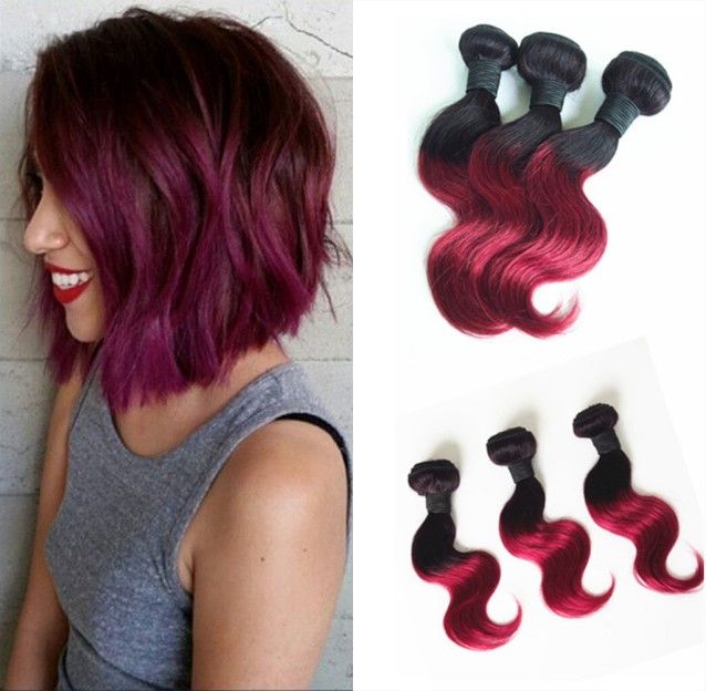 Human Hair Weave 10inch Hair Ombre Colored Two Tone Hair Weave 1b