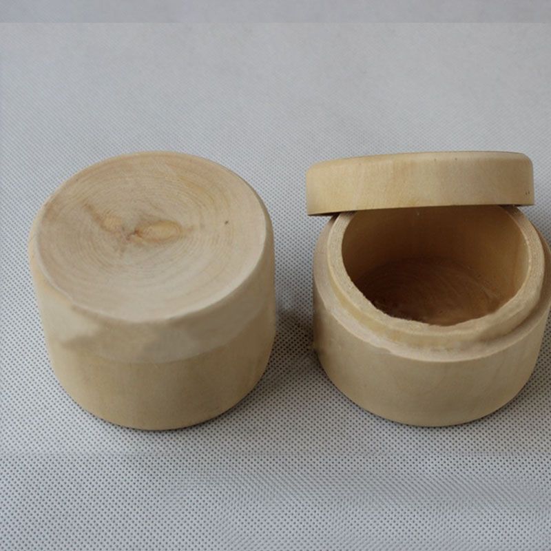 Mini Round Wooden Wedding Ring Jewelry Trinket Box Wood Storage Container Case 
