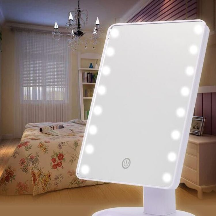 compre led espejo de luz led maquillaje espejo pantalla tactil de rotacion de 360 grados espejo cosmetico plegable portatil compacto bolsillo con