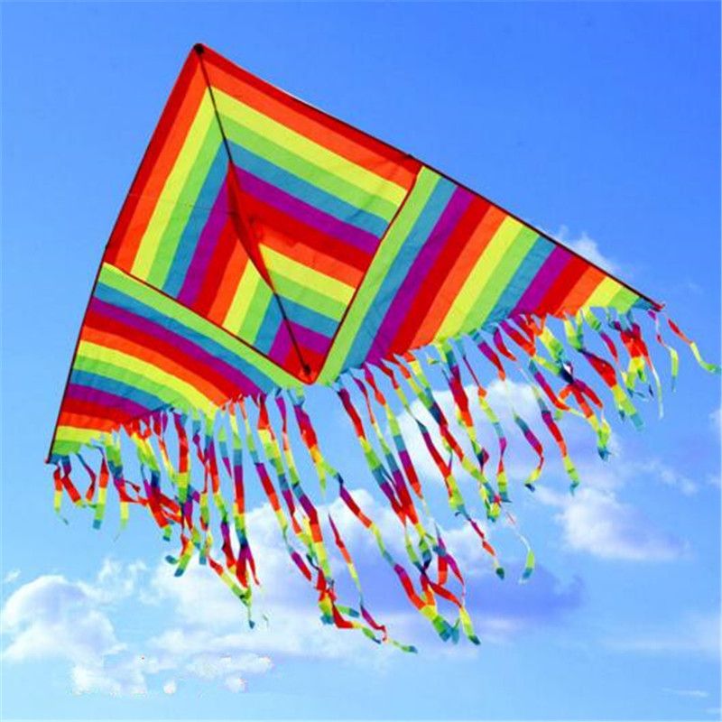 2 x Rainbow Triangle Kite Outdoor Children Fun Sports Kids Toys Gift Air Fly