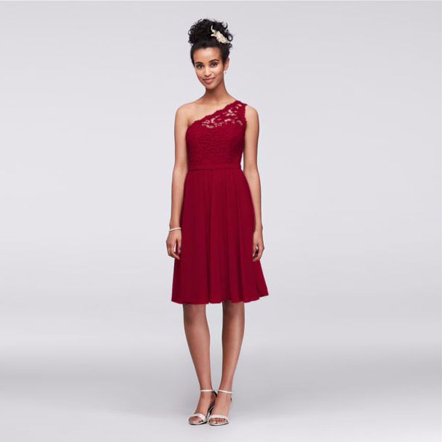 short one shoulder corded lace dress