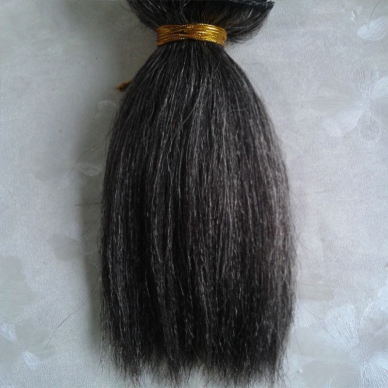 Brazilian hair extension mix black and grey hair bundles gray human hair  weave for old women