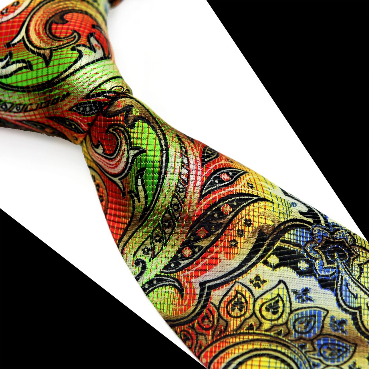 Green and Navy Blue Tie Patterned Handmade 8cm 100/% Silk Necktie