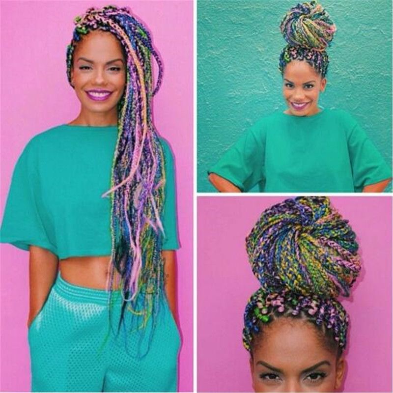 24 100g Pc Synthetic Crochet Braids Hair Dark Blue Kanekalon Jumbo