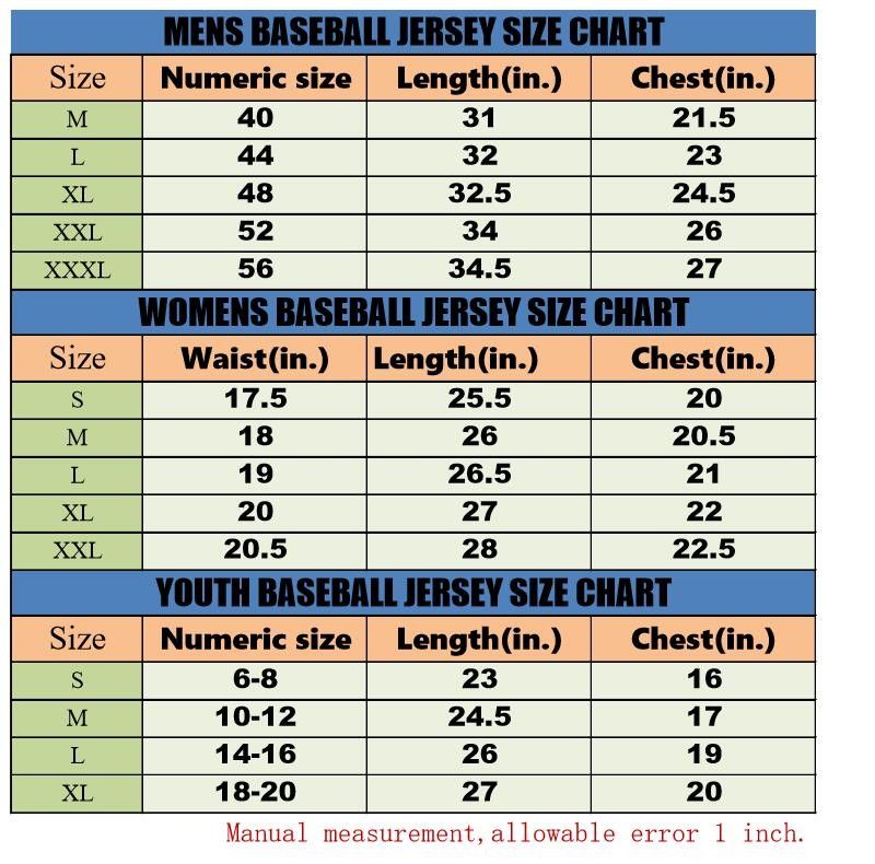 Majestic Youth Jersey Size Chart