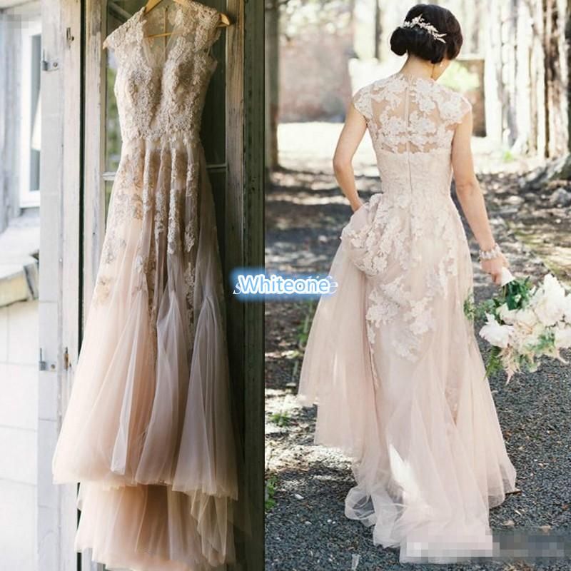blush boho wedding dress